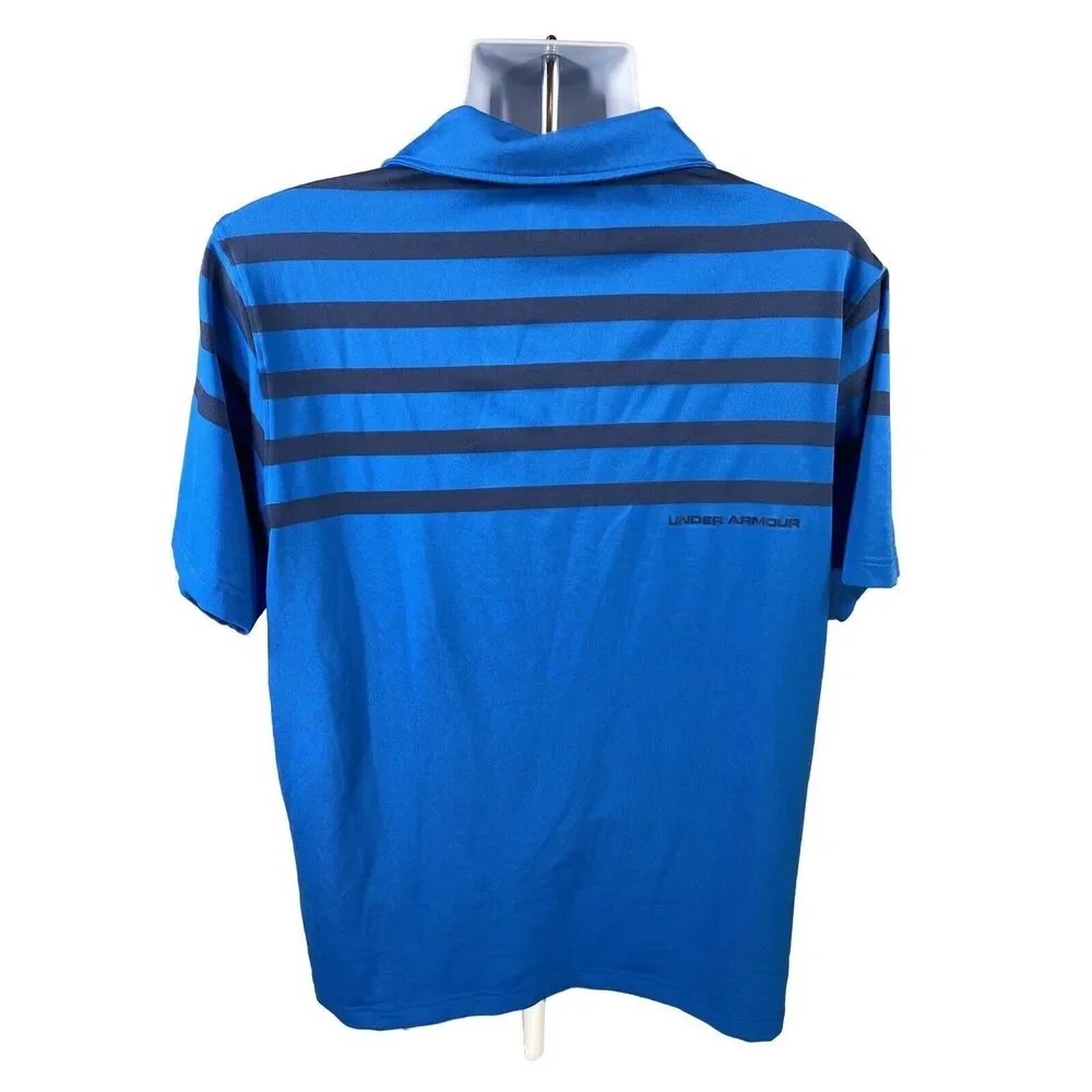 Under Armour Men's Blue Striped HeatGear Short Sleeve Polo Shirt - XL - Picture 2 of 4